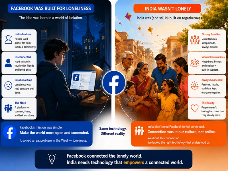 Why Facebook Was Built for Loneliness — And Why India Wasn’t Lonely